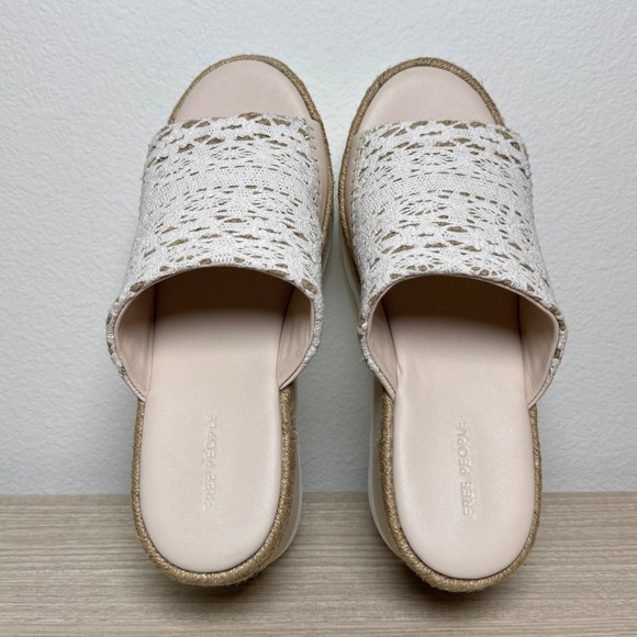 Free People Santorini Crochet Platform Espadrille Sandals Ivory Women's Size 7 - Picture 5 of 8